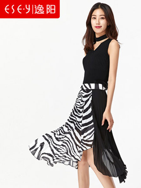 逸阳女装品牌2019春夏新款百褶裙中长款半身裙高腰短裙纱裙a字薄裙