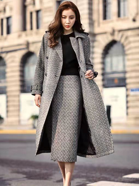 DUA LIPA女装品牌2019秋季新款韩版中长款西装领宽松外套