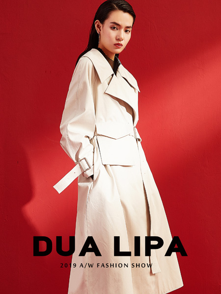 DUA LIPA女装品牌2019秋季新款修身气质双排扣休闲中长款风衣外套