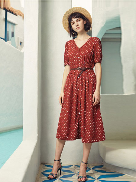 ONLY女装品牌2019春夏新款蕾丝薄纱连衣裙短袖修身时尚