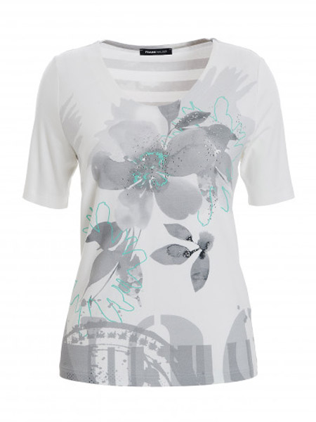 弗兰克 瓦尔德FRANK WALDER女装品牌2019春夏新款时尚休闲简约个性百搭印花圆领短袖T恤