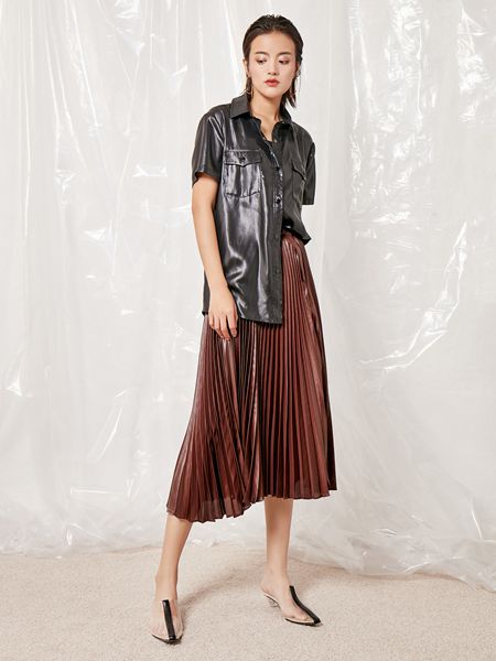 雅默YAAMOO女装品牌2019春夏包臀中长款半裙a字显瘦高腰半身裙