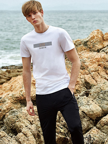 杰欧里顿男装品牌2019春夏新款时尚纯色休闲打底衫修身圆领短袖T恤