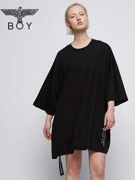 Boy London休闲品牌2019春夏新款显瘦宽松蝙蝠袖中长款T恤