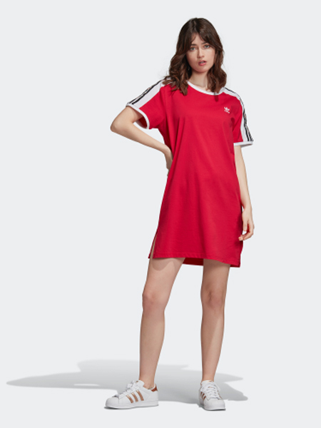 Adidas SLVR女装品牌2019春夏新款宽松休闲简约短袖中长款连衣裙