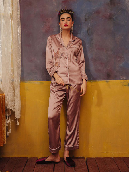 Lavomee娜摩米内衣品牌2019秋季新款可外穿印花时尚长袖睡衣套装