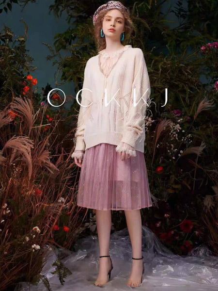 OCKKJ女装品牌2019秋季新款韩版小清新甜美长袖针织衫套头毛衣