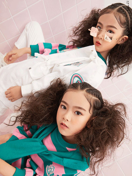瑪瑪米雅童裝品牌2019秋季韓版中大童洋氣條紋短袖牛仔七分褲兩件套潮