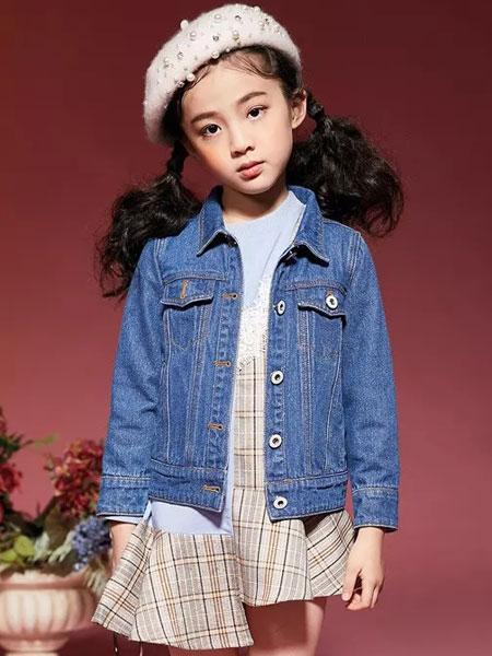 瑪瑪米雅童裝品牌2019秋季女童短款全棉牛仔外套中大童修身牛仔衣