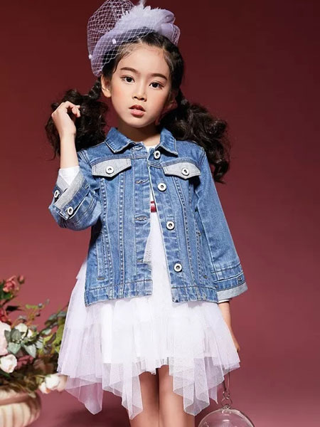 瑪瑪米雅童裝品牌2019秋季洋氣女童新款中大童刺繡牛仔衣
