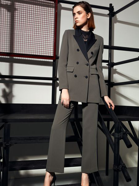 维斯提诺女装品牌2019秋季新款韩版时尚个性修身西装套装