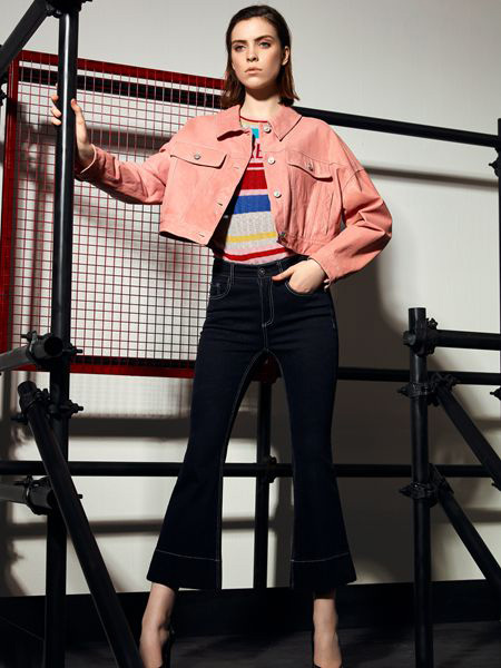 维斯提诺女装品牌2019秋季新款韩版修身百搭牛仔外套
