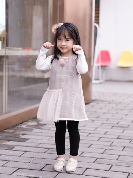 欧米源童装品牌2019秋冬洋气针织马甲两件套紫色