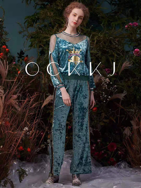 OCKKJ女装品牌2019秋季新款百搭显瘦韩版高腰阔腿裤套装