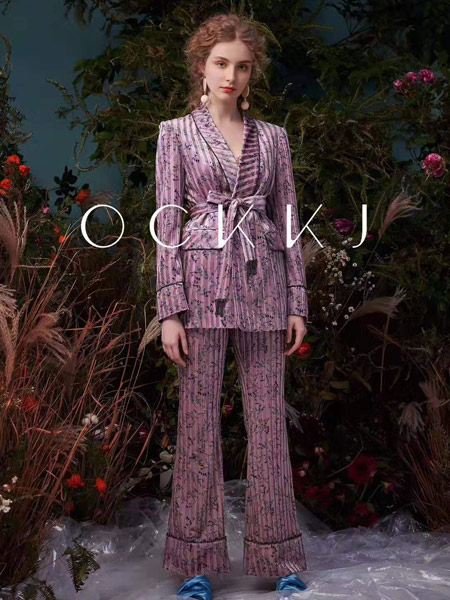 OCKKJ女装品牌2019秋季新款腰带衬衫套装垂性高腰阔腿裤两件套