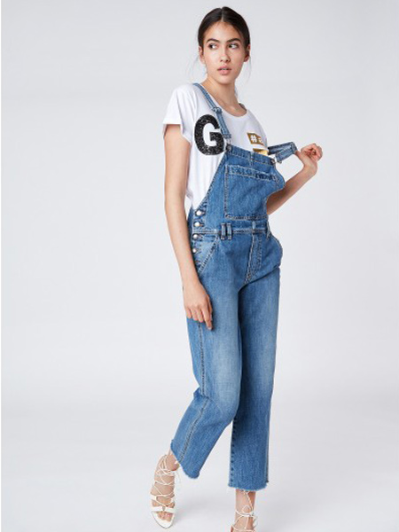 GAS女装品牌2019春夏新款韩版高腰时尚大口袋宽松显瘦背带裤