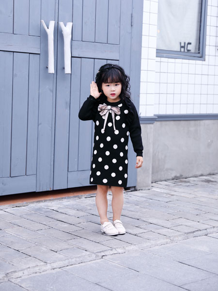 欧米源童装品牌2019秋冬长袖修身显瘦双层毛衣连衣裙