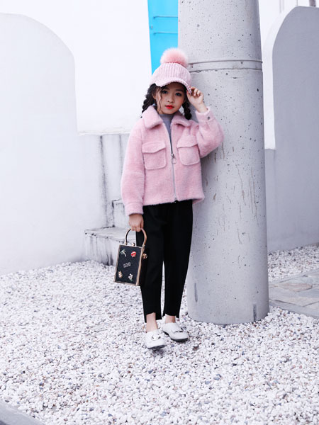 歐米源童裝品牌2019秋冬新款韓版時尚顯瘦百搭金貂絨短款外套