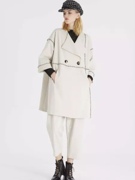 娅尼蒂凘女装品牌2019秋季新款收腰中长款大衣气质外套