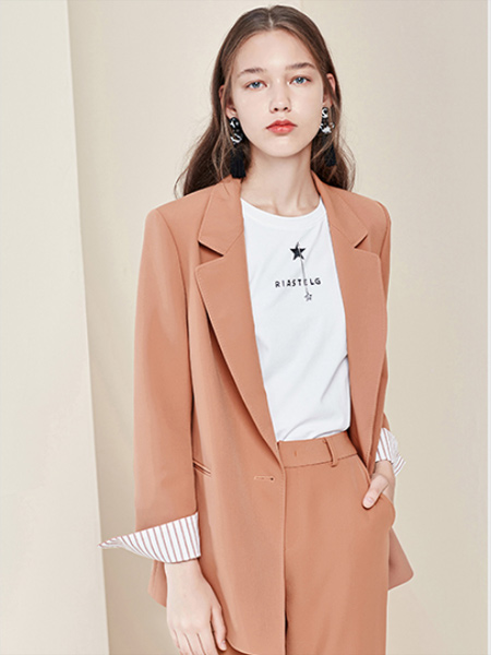 拉夏贝尔女装品牌2019秋季新款韩版宽松休闲西服上衣小西装外套