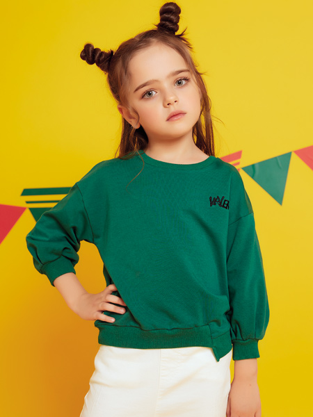 欧布豆童装品牌2019秋季新款韩版立领字母刺绣加绒长袖卫衣