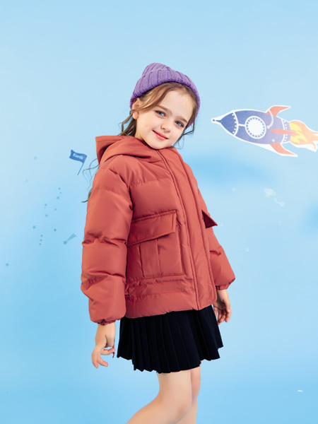 欧布豆童装品牌2019秋季新款时尚潮流舒适简约个性纯色短款长袖连帽外套
