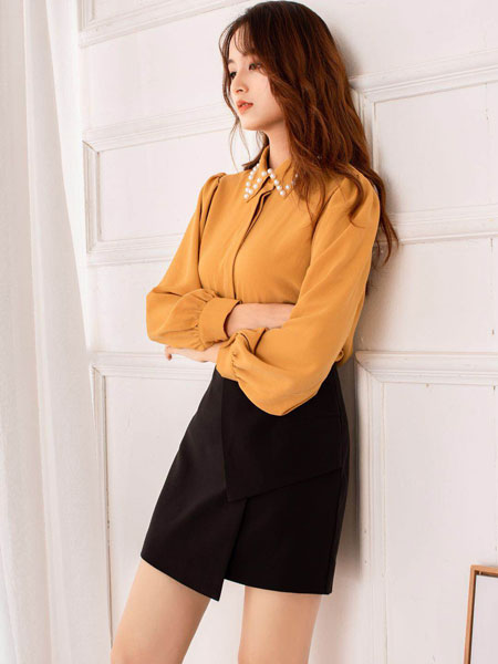 蓝缇儿女装品牌2019春夏新款纯色半身裙大方百搭A字裙短裙