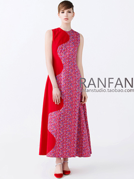 RanFan女装品牌新款文艺复古无袖连衣裙