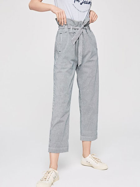 Pepe Jeans牛仔品牌2019春夏新款系带收腰高腰休闲裤