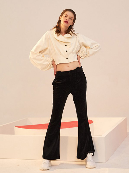 CINDY SOONG女装品牌新款韩版高腰微喇叭裤弹力修身休闲长裤潮