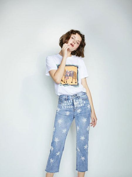 CAGZL(卡姿）女装品牌2019春夏新款低腰宽松直筒九分牛仔裤