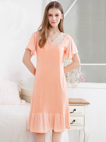 古格內(nèi)衣品牌2019春夏新款鏤空中裙寬松家居服薄