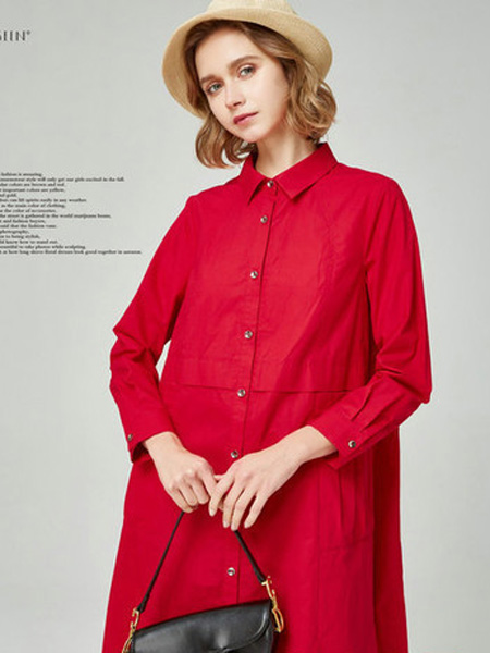 欧炫尔女装品牌2019秋季新款韩版宽松中长款长袖衬衫