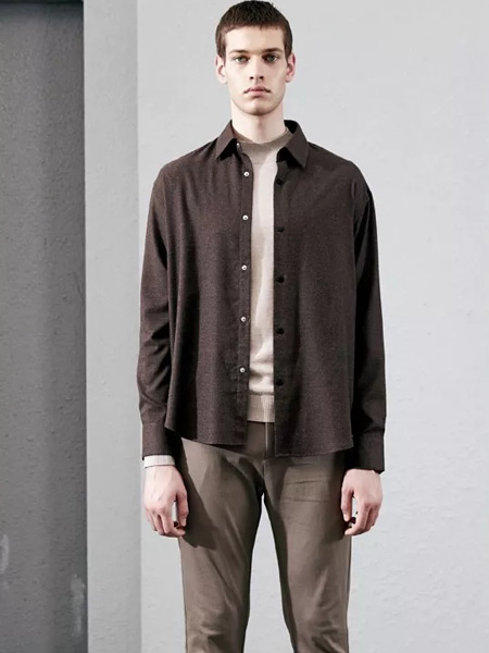 1943S男装品牌2019秋季新款韩版修身休闲纯色长袖衬衫