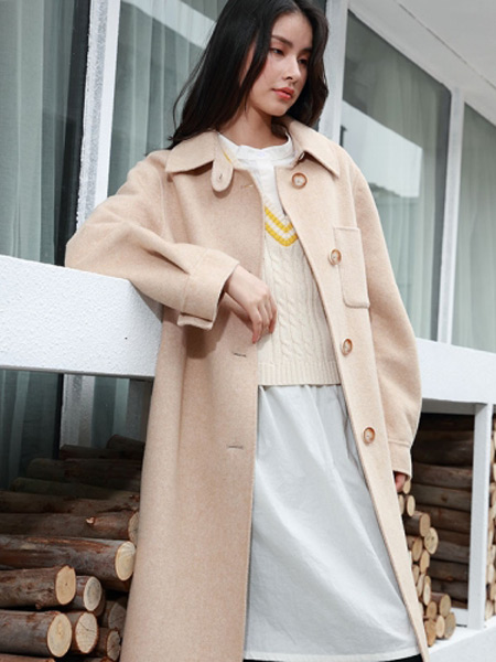 BUKHARA布卡拉女装品牌2019秋季新款韩版宽松收腰过膝中长款外套