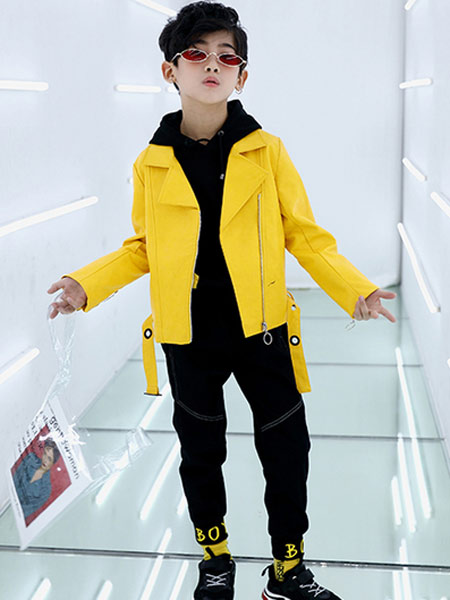 叮當貓童裝品牌2019秋冬新款韓版拉鏈修身顯瘦短款皮衣外套