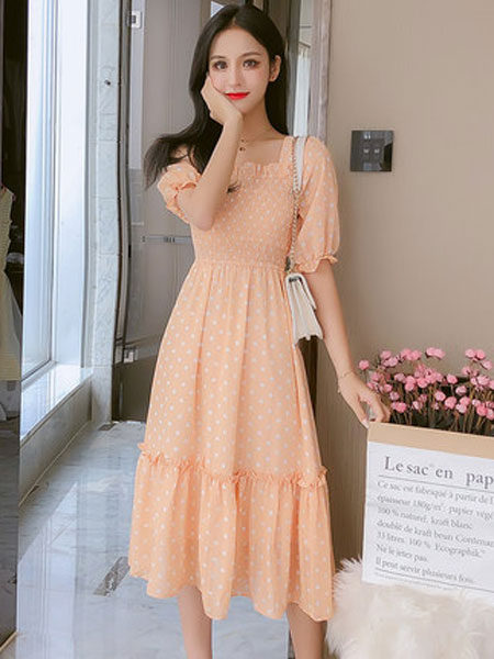 欧贝萱女装品牌2019春夏新款修身显瘦气质连衣裙