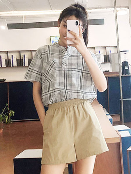 韩都衣舍女装品牌2019春夏新款韩版校园洋气两件套时尚套装