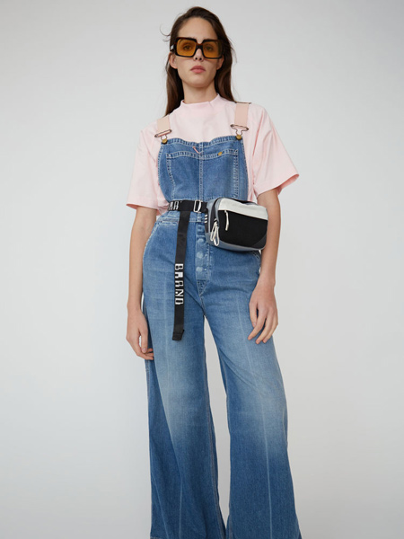 Acne Studios女装品牌2019春夏新款工装牛仔喇叭背带裤