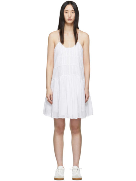 LIU·JO女装品牌2019春夏新款时尚白色简约纱制吊带连衣裙