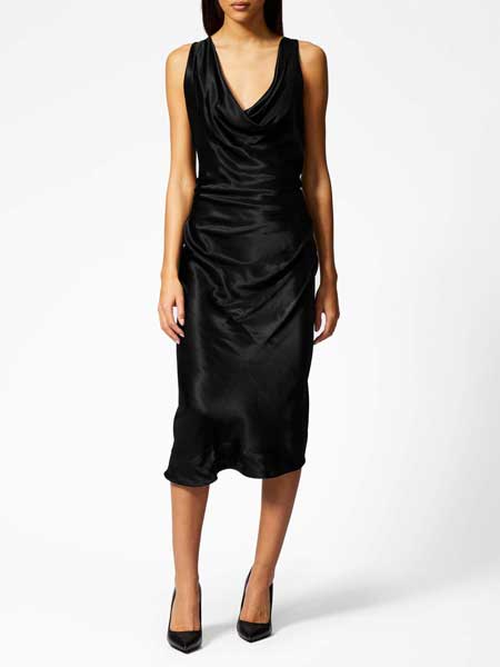 MM6 Maison Margiela女装品牌2019春夏新款高腰显瘦气质名媛黑色无袖V领连衣裙