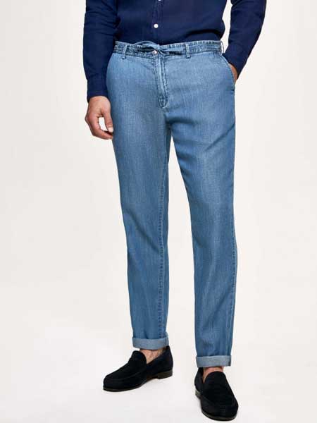 Christopher Raeburn克里斯托弗·里博男装品牌2019春夏新款时尚经典贴身棉质牛仔长裤