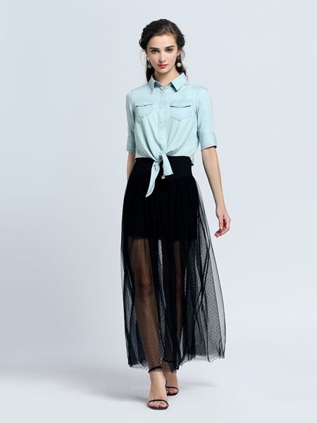 音非女装品牌2019春夏新款韩版洋气网纱吊带两件套