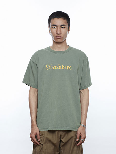 Liberaiders男装品牌2019春夏字母印花绿T恤