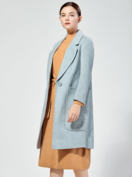 布伦圣丝女装品牌2019秋冬韩版短款系带羊绒毛呢外套