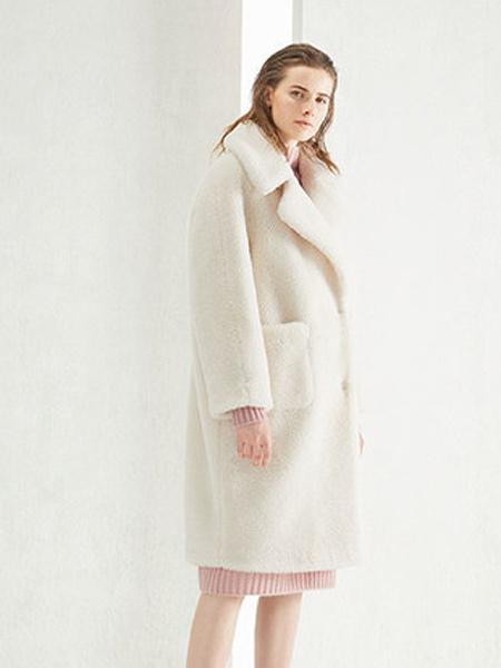 Guke谷可女装品牌2019秋冬女性羊羔毛长款大衣