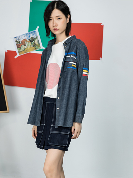 MO·陌女装品牌2019秋季女生日系个性衬衫外套