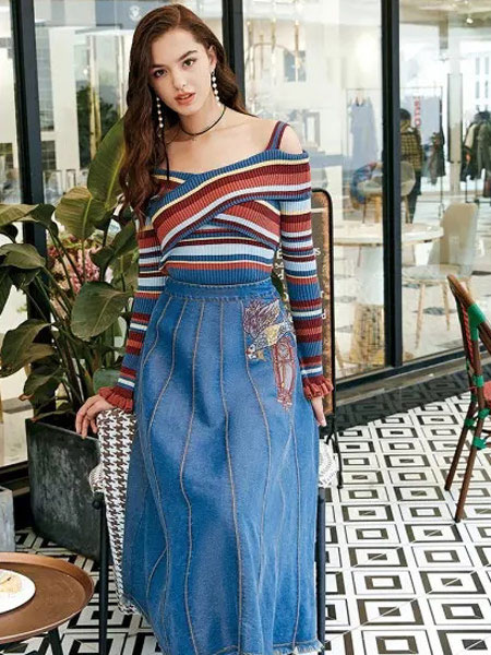 欧点女装品牌2019秋季新款韩版时尚显瘦套装裙子两件套