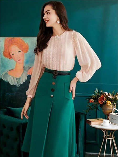欧点女装品牌2019秋季新款韩版修身显瘦中长款时尚套装
