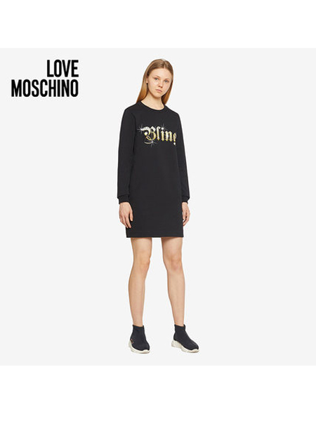 Boutique Moschino女士简约时髦字母印花针织连衣裙